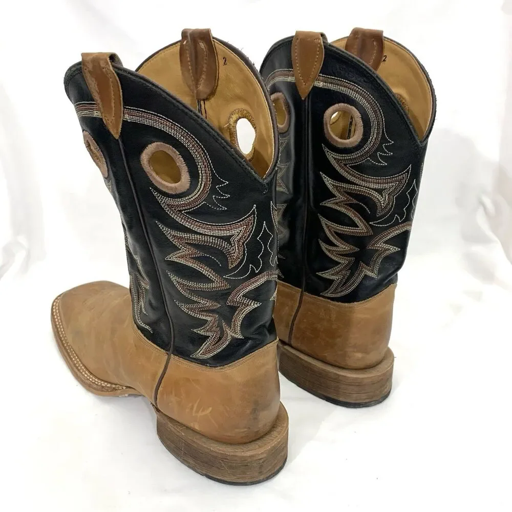 JUSTIN Embroidered Leather Boots Square Toe Mens Copper Brown BR740 Size 11 B
